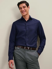 Көк - Charles Tyrwhitt Non-iron Stretch Texture Slim Fit Shirt - 6суретінің 1 суреті