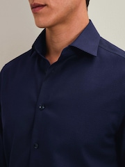 Көк - Charles Tyrwhitt Non-iron Stretch Texture Slim Fit Shirt - 6суретінің 2 суреті