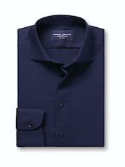 Көк - Charles Tyrwhitt Non-iron Stretch Texture Slim Fit Shirt - 6суретінің 4 суреті