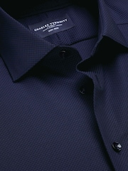 Көк - Charles Tyrwhitt Non-iron Stretch Texture Slim Fit Shirt - 6суретінің 5 суреті