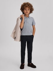 Modra melange - Reiss teksturirana bombažna polo majica Demetri - Slika 1 iz 4