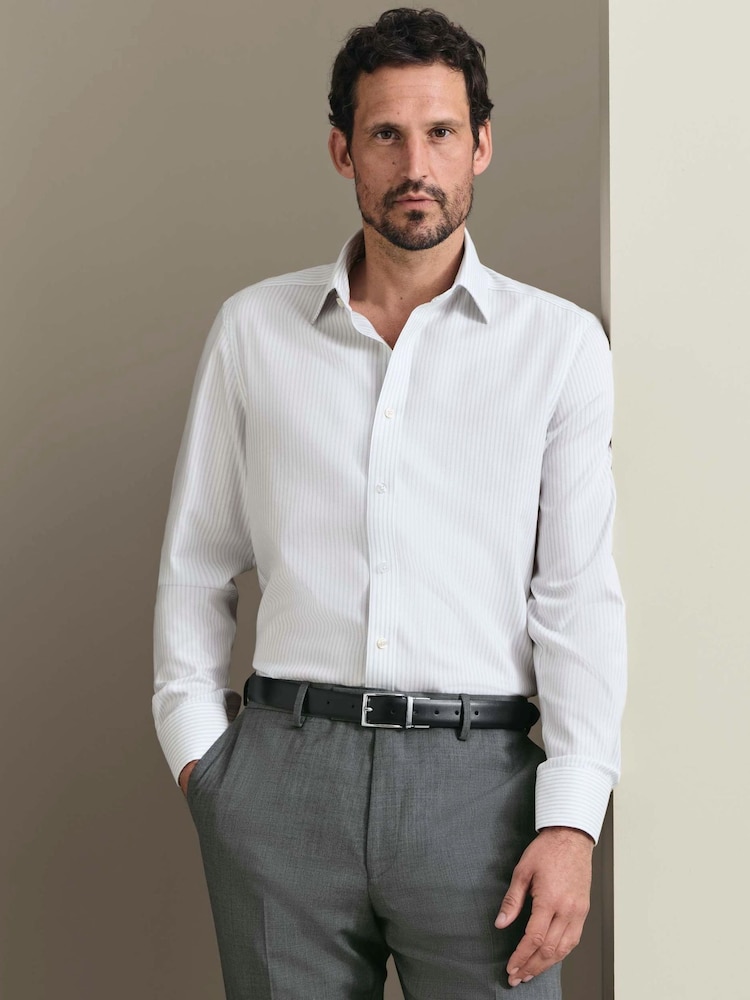 Charles Tyrwhitt Stripe Non-iron Royal Oxford Slim Fit Shirt - 7суретінің 1 суреті