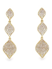 Ivory & Co Gold Rochelle Crystal Pave Triple Drop Earrings - Image 1 of 4