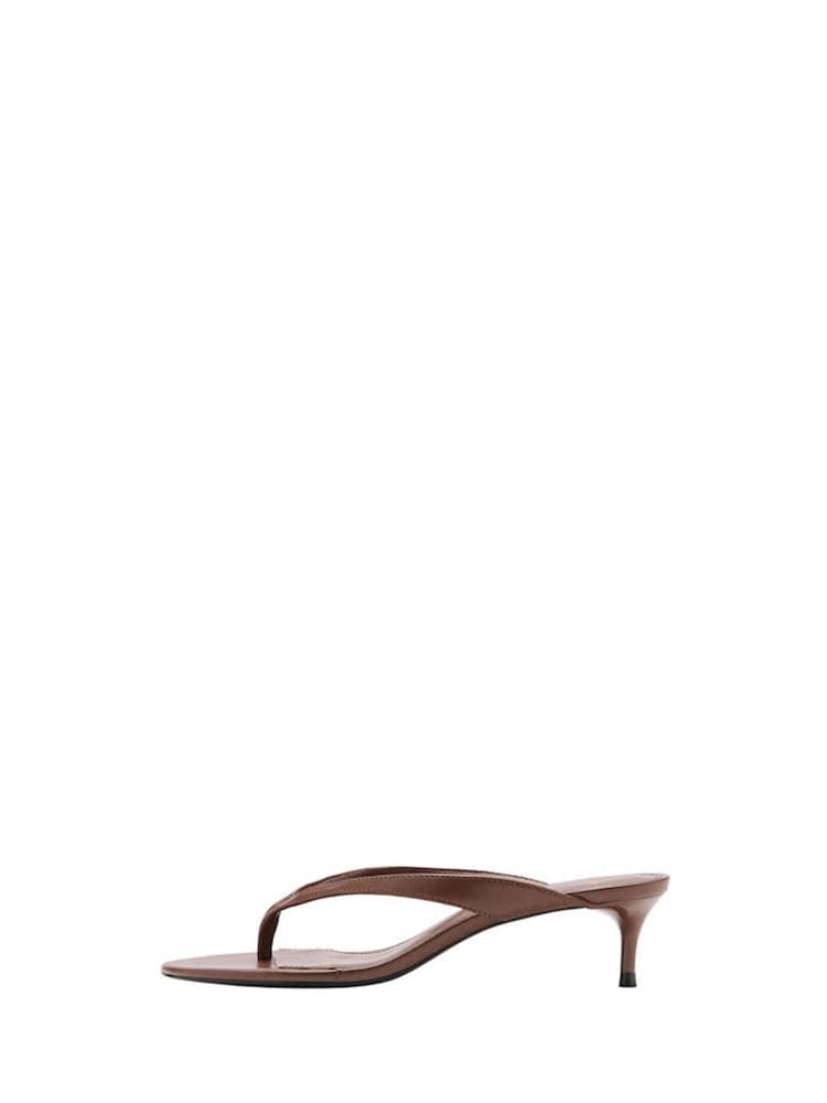 Mango Brown Open Toe Thong Kitten Heel Sandals - Image 6 of 6 Mango Brown Open Toe Thong Kitten Heel Sandals - Image 6 of 6