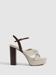 Reiss Natural Heidi Raffia Platform Heels - Image 1 of 5