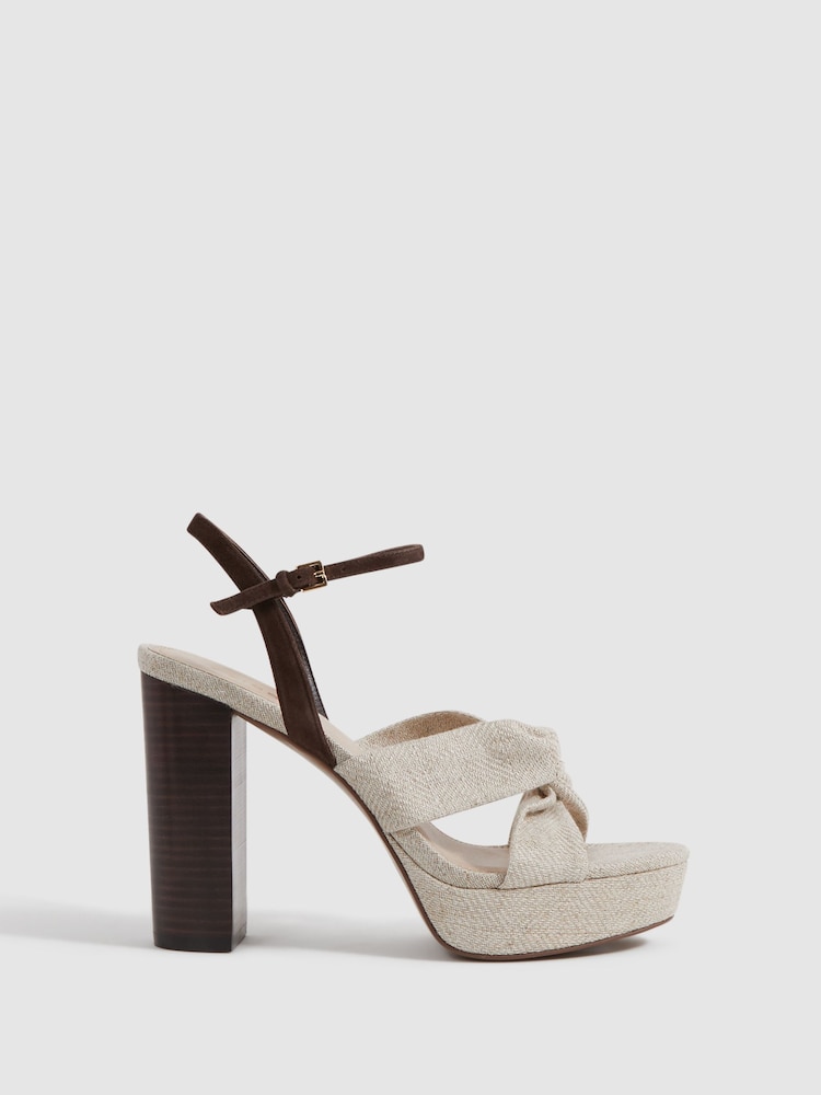 Reiss Natural Heidi Raffia Platform Heels - Image 1 of 5
