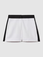 Reiss White/Navy Rebecca Linen Colourblock Shorts - Image 2 of 7