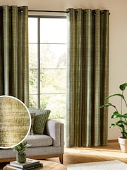 Green Stripe Ombre Textured Eyelet Lined Curtains - Image 1 of 5