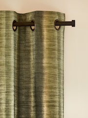 Green Stripe Ombre Textured Eyelet Lined Curtains - Image 4 of 5