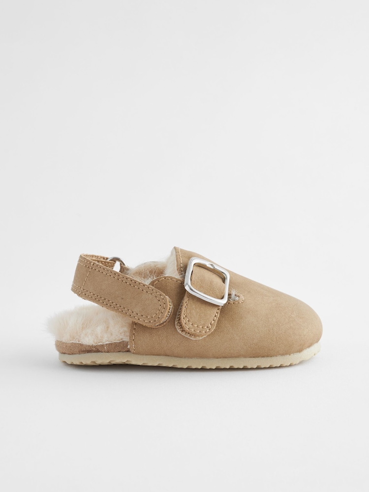 Neutral Faux Fur Lined Baby Clog Shoes (0-18mths) - Image 2 of 6