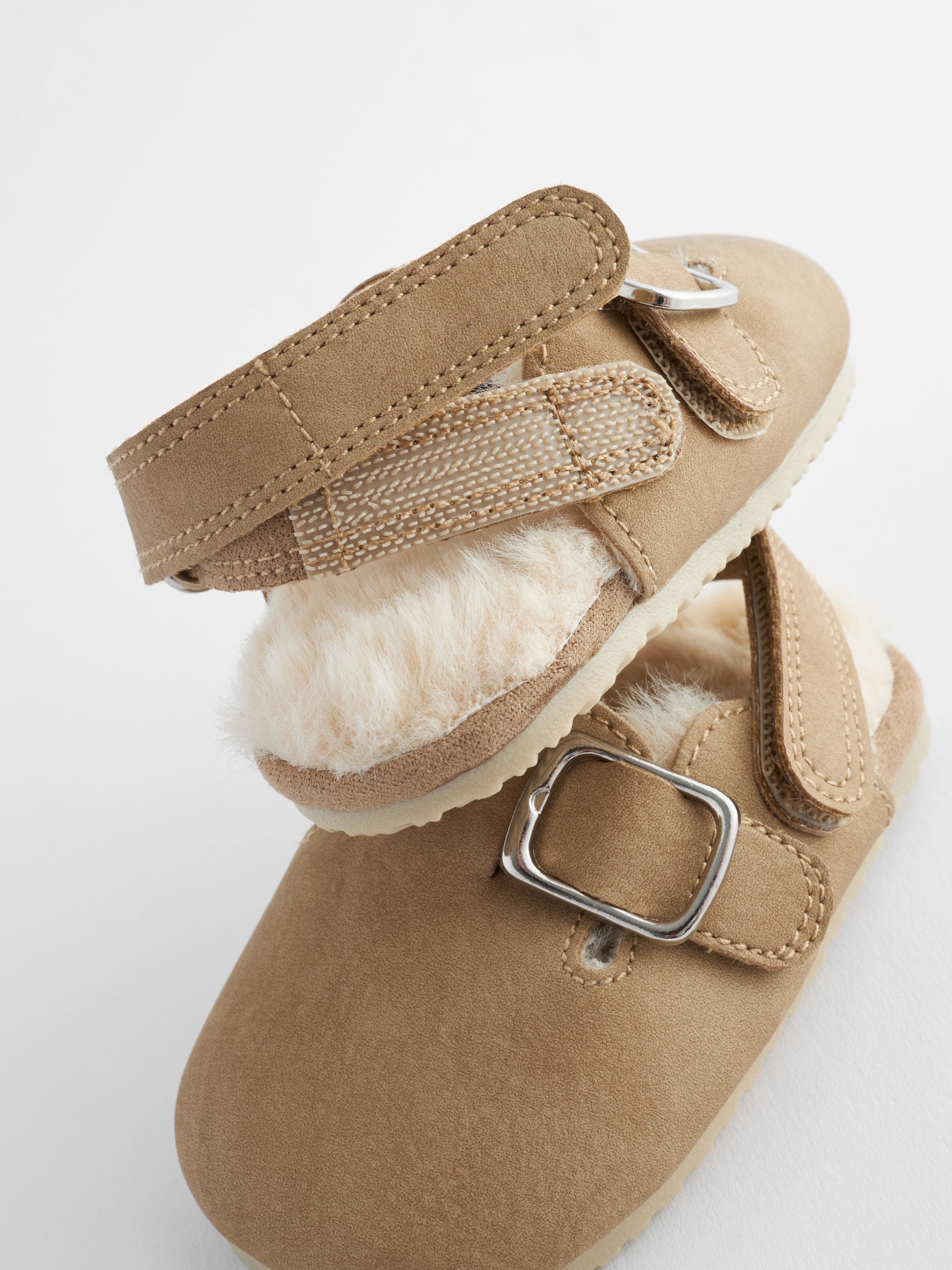 Buy Neutral Faux Fur Lined Baby Clog Shoes (0-18mths) from