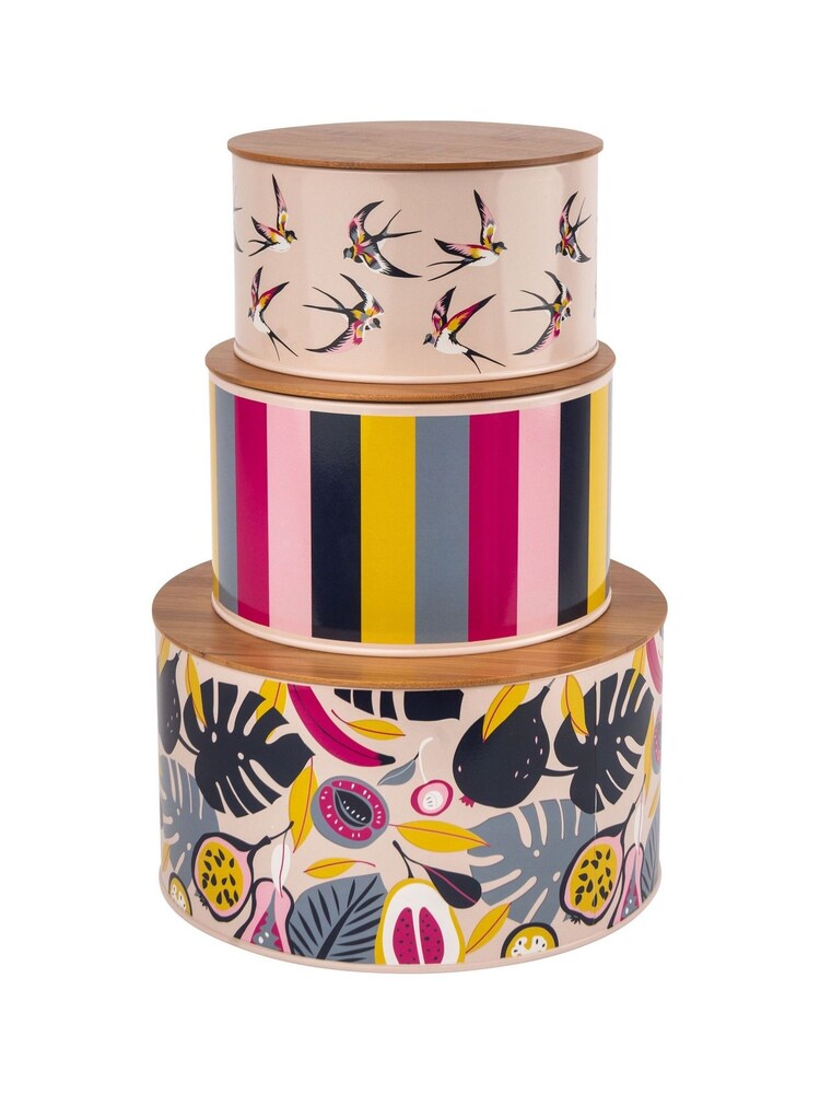 Navigate Pink Guatemala Set of 3 Nesting Tins - Image 3 of 3 Navigate Pink Guatemala Set of 3 Nesting Tins - Image 3 of 3