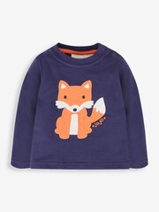 JoJo Maman Bébé Navy Kids' Fox Appliqué & Stripe Baby Tops - Image 2 of 5