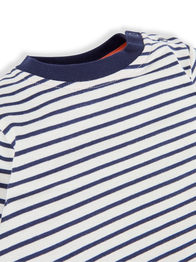 JoJo Maman Bébé Navy Kids' Fox Appliqué & Stripe Baby Tops - Image 5 of 5