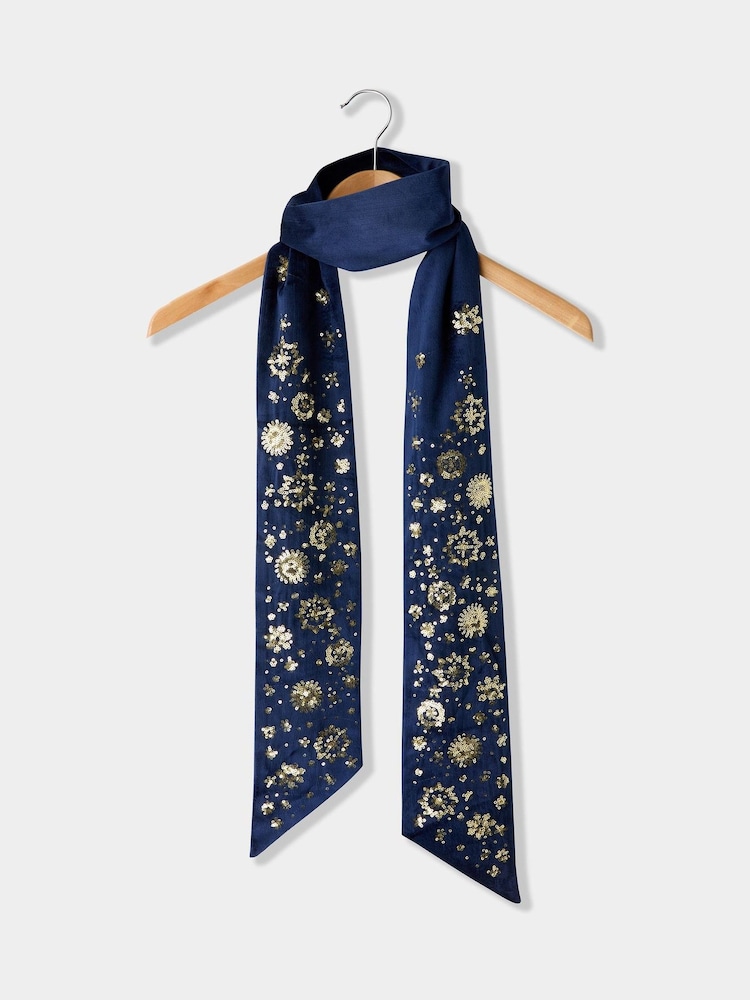 Joe Browns Blue Navy Velvet Starry Night Scarf - Image 1 of 2 Joe Browns Blue Navy Velvet Starry Night Scarf - Image 1 of 2