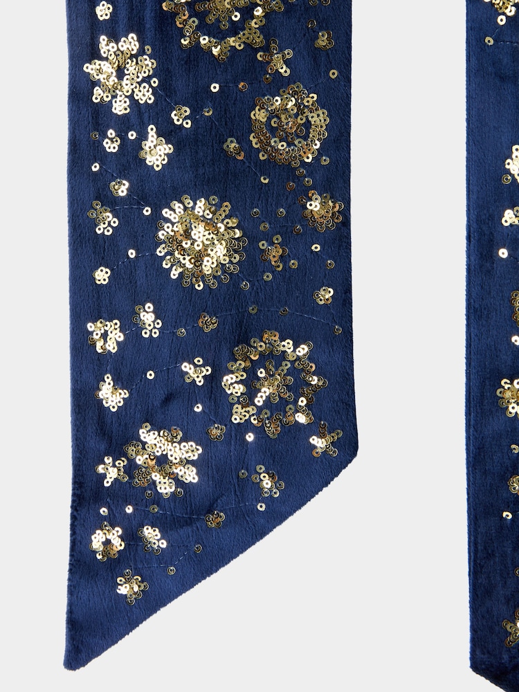 Joe Browns Blue Navy Velvet Starry Night Scarf - Image 2 of 2 Joe Browns Blue Navy Velvet Starry Night Scarf - Image 2 of 2