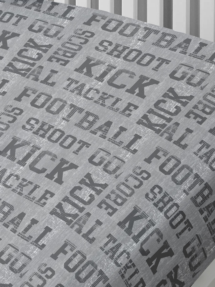 Bedlam Grey Kids Football Fitted Fitted Sheet - Image 1 of 1