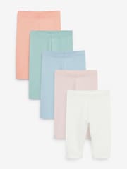 Pink/Blue 5 Pack Cropped Leggings (3-16yrs) - Image 1 of 8