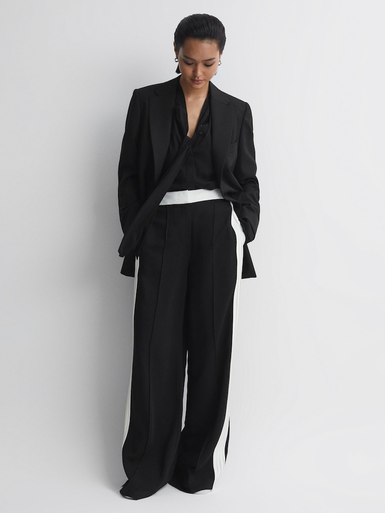 Reiss Black Arina Tie Neck Semi-Sheer Blouse - Image 5 of 5 Reiss Black Arina Tie Neck Semi-Sheer Blouse - Image 5 of 5