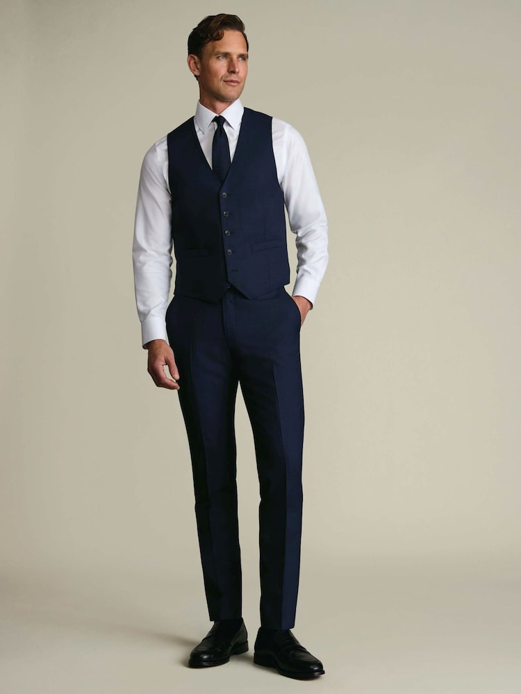 Теңіз көк - Charles Tyrwhitt Non-iron Stretch Texture Slim Fit Shirt - 2суретінің 1 суреті
