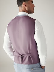 Blue Regular Fit Textured Suit Waistcoat - Image 2 of 8
