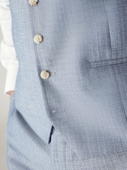 Blue Regular Fit Textured Suit Waistcoat - Image 4 of 8