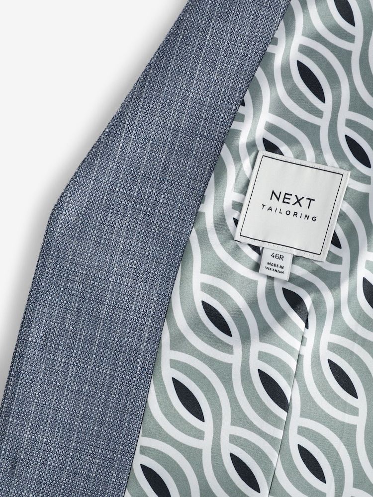 Blue Regular Fit Textured Suit Waistcoat - Image 8 of 8