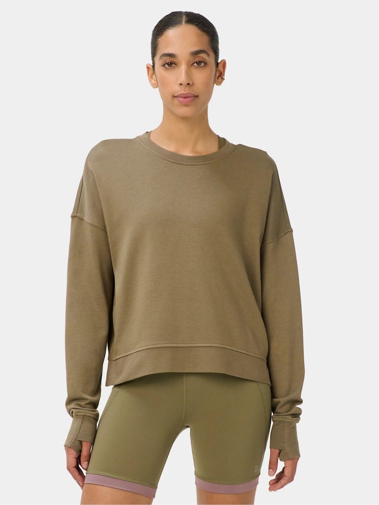 Sweaty Betty Brown After Class Crop Sweatshirt - Image 1 of 4