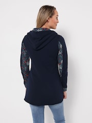 Joe Browns Blue Christmas Reindeer Zip Through Hoodie - Image 3 of 5