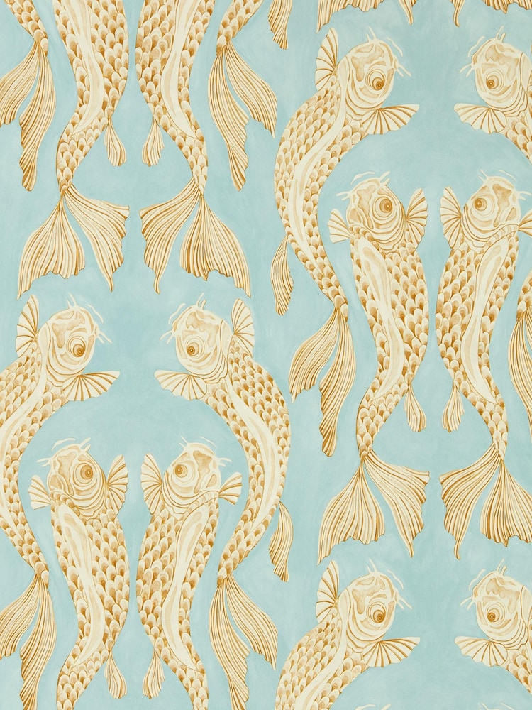 Sanderson Blue Voyaging Koi 10.05M Wallpaper - Image 1 of 1