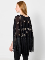 Joe Browns Black Dazzling Sequin Cape Cover-Up - Image 4 of 6