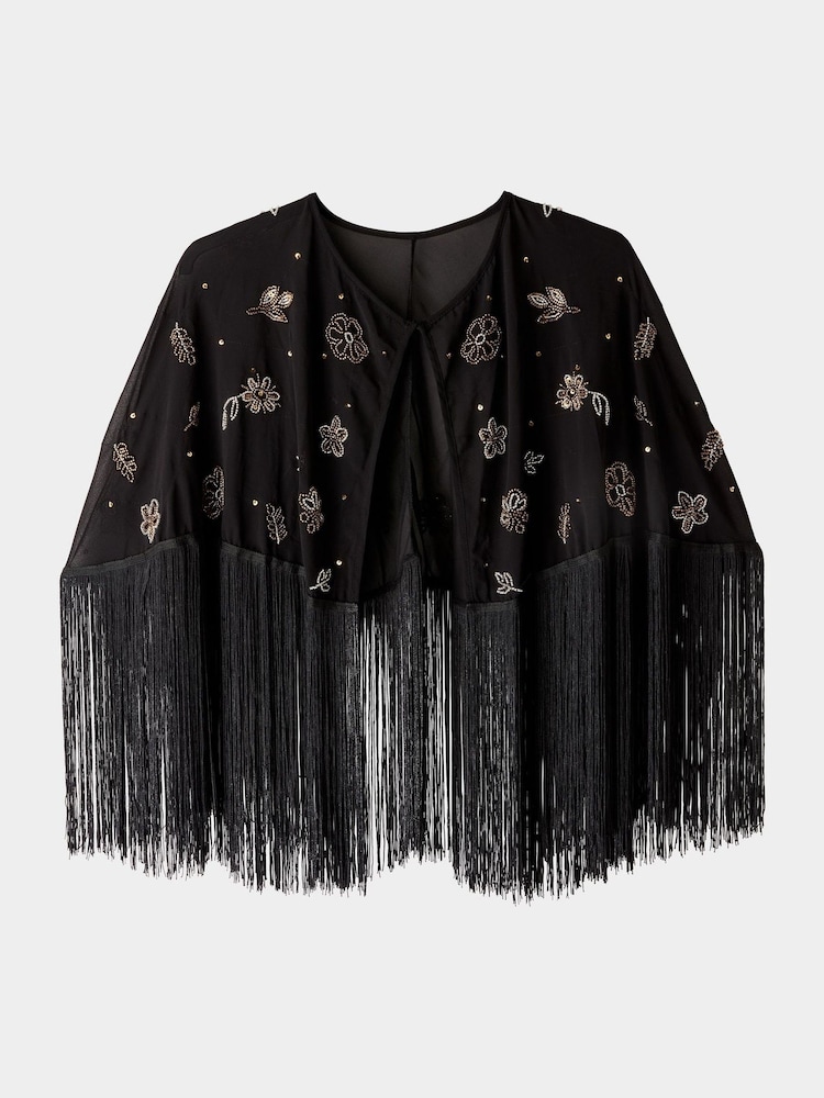 Joe Browns Black Dazzling Sequin Cape Cover-Up - Image 6 of 6 Joe Browns Black Dazzling Sequin Cape Cover-Up - Image 6 of 6
