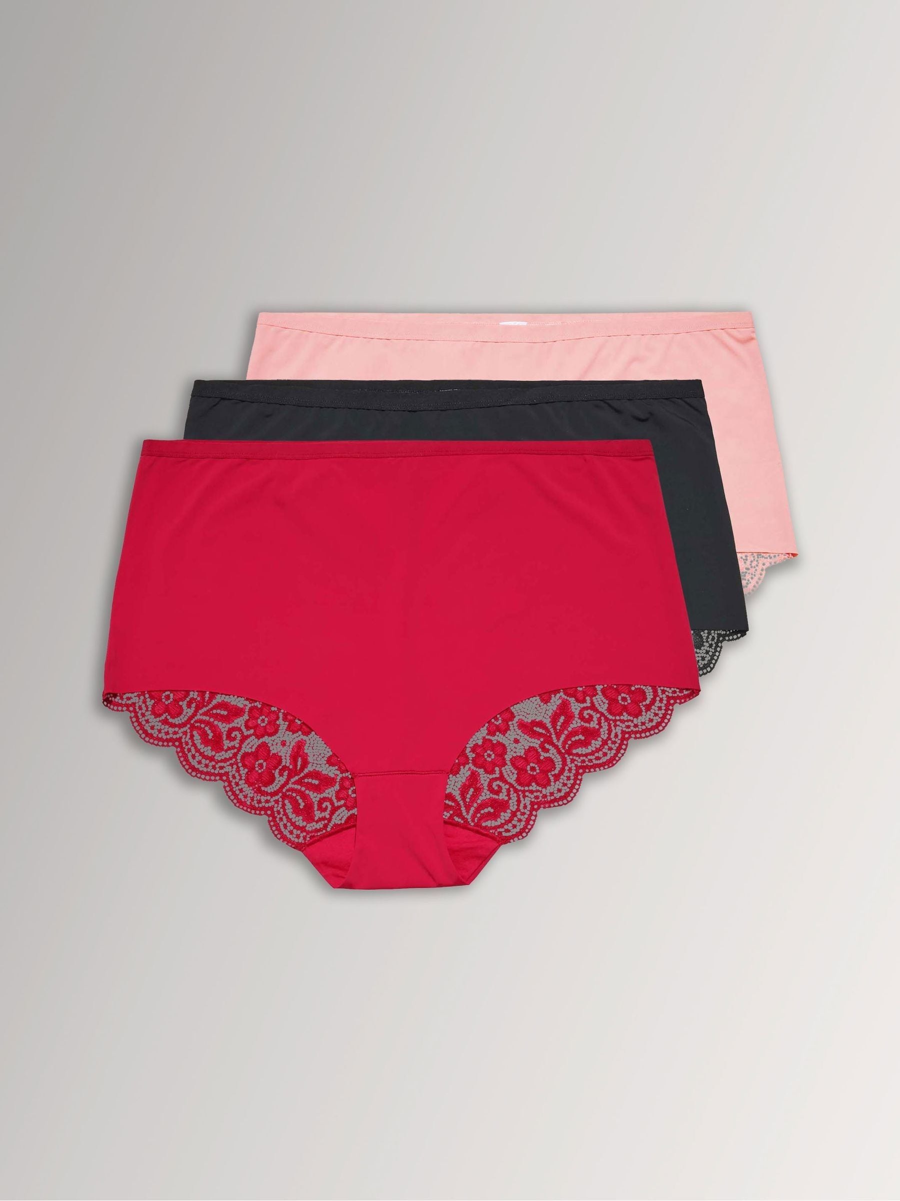 Yourset 3 Pack Curve & Black Lace Back High Waisted Knickers - Women's - Plus Size Curve - Image 2