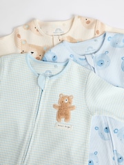 Blau/Bär - Baby-Schlafanzüge mit Reißverschluss, 100 % Baumwolle, 3er-Pack (0–2 Jahre) - Bild 3 von 12