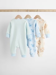 Blau/Bär - Baby-Schlafanzüge mit Reißverschluss, 100 % Baumwolle, 3er-Pack (0–2 Jahre) - Bild 4 von 12