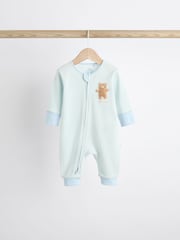 Blau/Bär - Baby-Schlafanzüge mit Reißverschluss, 100 % Baumwolle, 3er-Pack (0–2 Jahre) - Bild 9 von 12