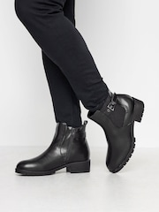 Yours Curve Black Faux Leather Buckle Ankle Boots in Wide E Fit - Image 2 of 5