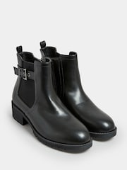 Yours Curve Black Faux Leather Buckle Ankle Boots in Wide E Fit - Image 4 of 5
