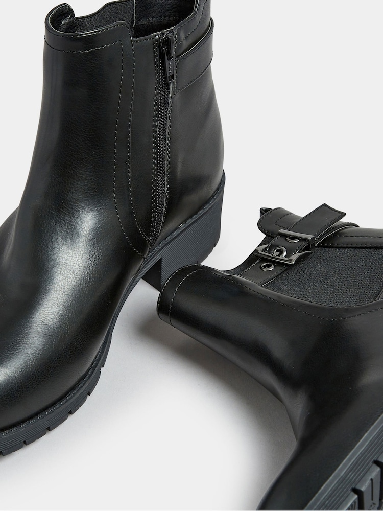 Yours Curve Black Faux Leather Buckle Ankle Boots in Wide E Fit - Image 5 of 5 Yours Curve Black Faux Leather Buckle Ankle Boots in Wide E Fit - Image 5 of 5