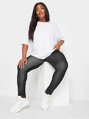 Yours Curve Black Jersey Stretch Jeggings - Image 3 of 4