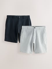 Navy/Light Blue Stripe Straight Fit Stretch Chino Shorts 2 Pack - Image 1 of 13