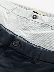 Navy/Light Blue Stripe Straight Fit Stretch Chino Shorts 2 Pack - Image 10 of 13