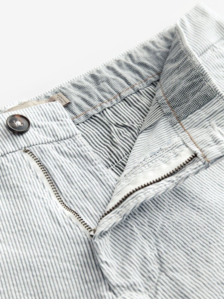 Navy/Light Blue Stripe Straight Fit Stretch Chino Shorts 2 Pack - Image 12 of 13