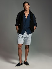 Navy/Light Blue Stripe Straight Fit Stretch Chino Shorts 2 Pack - Image 2 of 13
