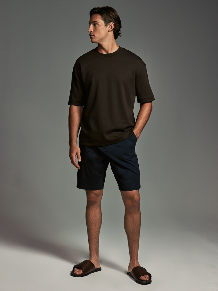 Navy/Light Blue Stripe Straight Fit Stretch Chino Shorts 2 Pack - Image 4 of 13