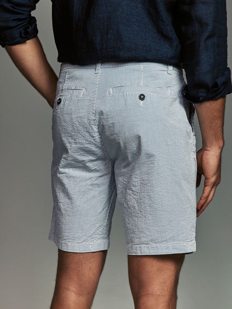 Navy/Light Blue Stripe Straight Fit Stretch Chino Shorts 2 Pack - Image 5 of 13