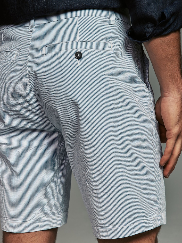Navy/Light Blue Stripe Straight Fit Stretch Chino Shorts 2 Pack - Image 7 of 13