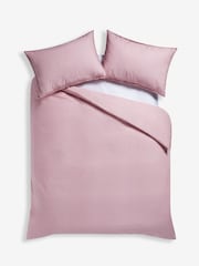 Pink Fringed Edge 100% Cotton Duvet Cover and Pillowcase Set - Image 4 of 4
