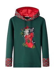 Joe Browns Green Christmas Cat Hoodie - Image 7 of 7