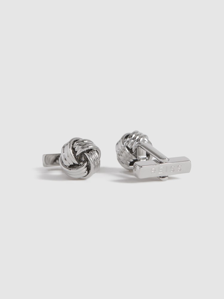 Argent - Boutons de manchette Reiss Callum motif nœud - Image 3 of 5